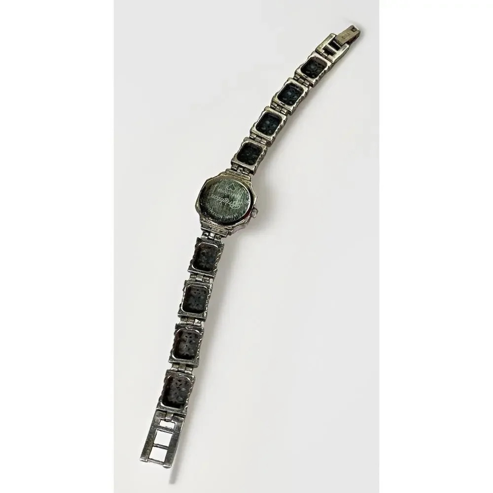 BRIGHTON Barcelona Women’s Quartz Watch Silver Tone Floral Bracelet